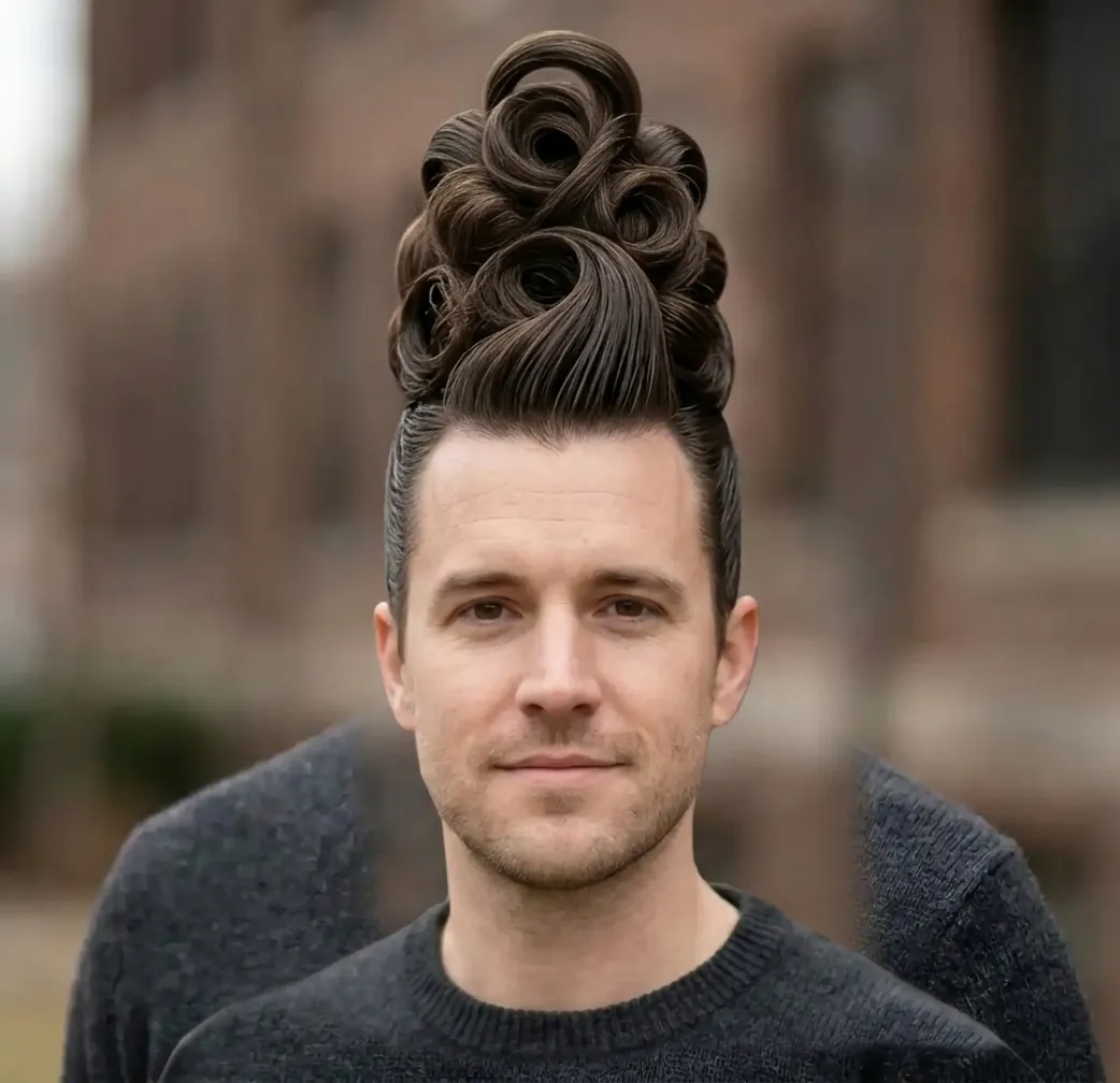 Sculptural Crown Updo hairstyle for Men