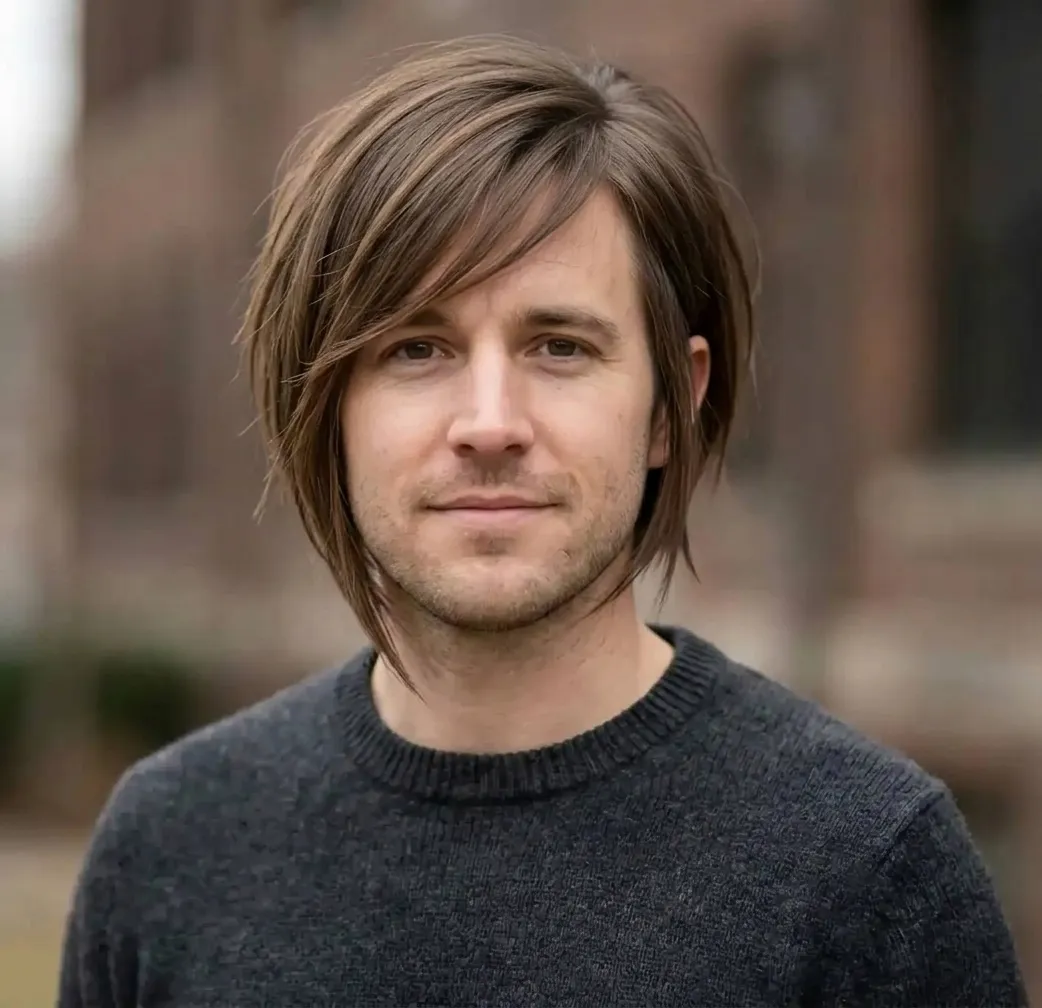 Pointed Side-Swept Bob hairstyle for Men
