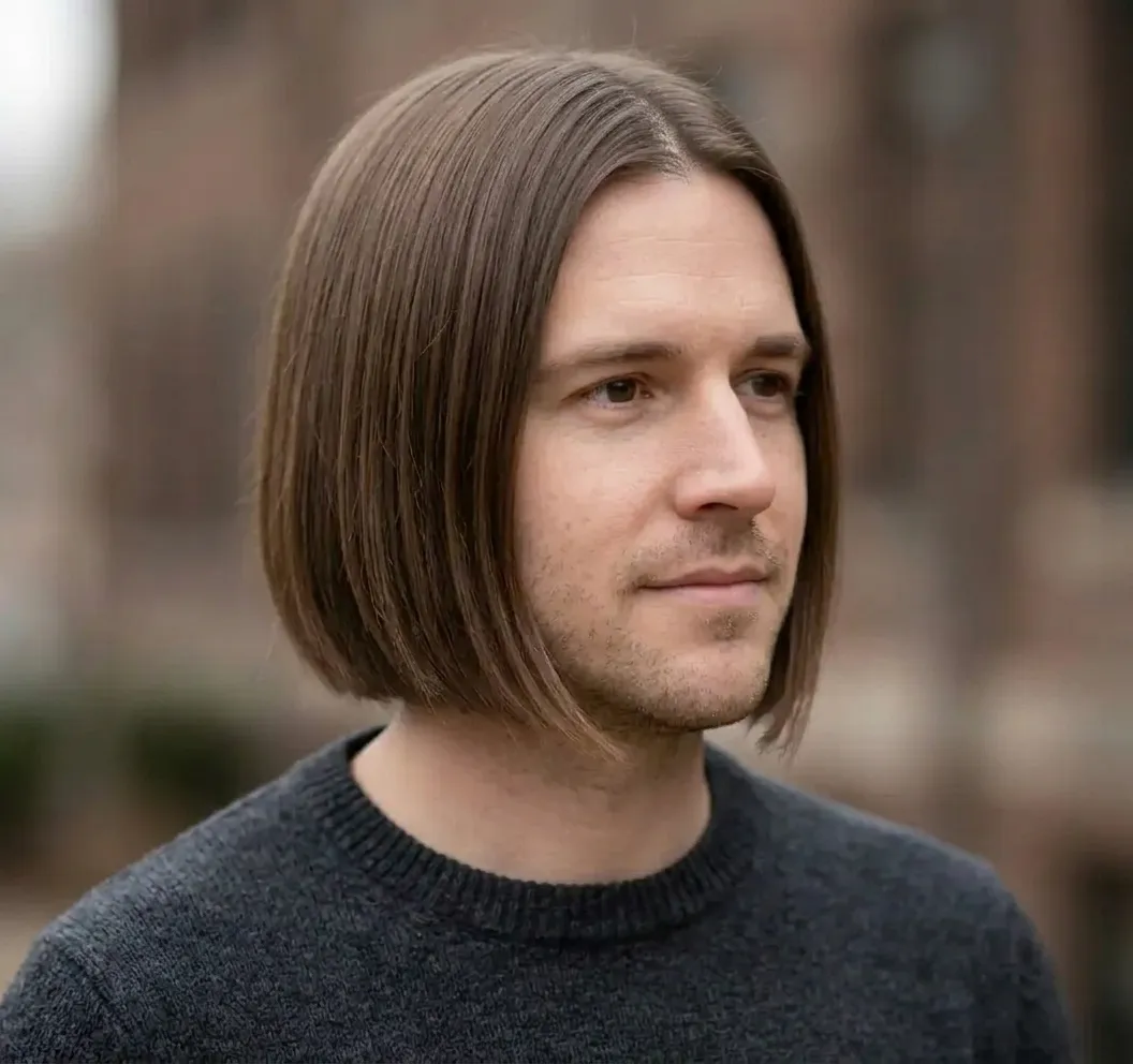 Sleek Bob Haircut for men — three-quarter view