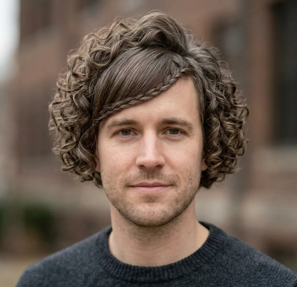 Braided Accent Ringlets hairstyle for Men