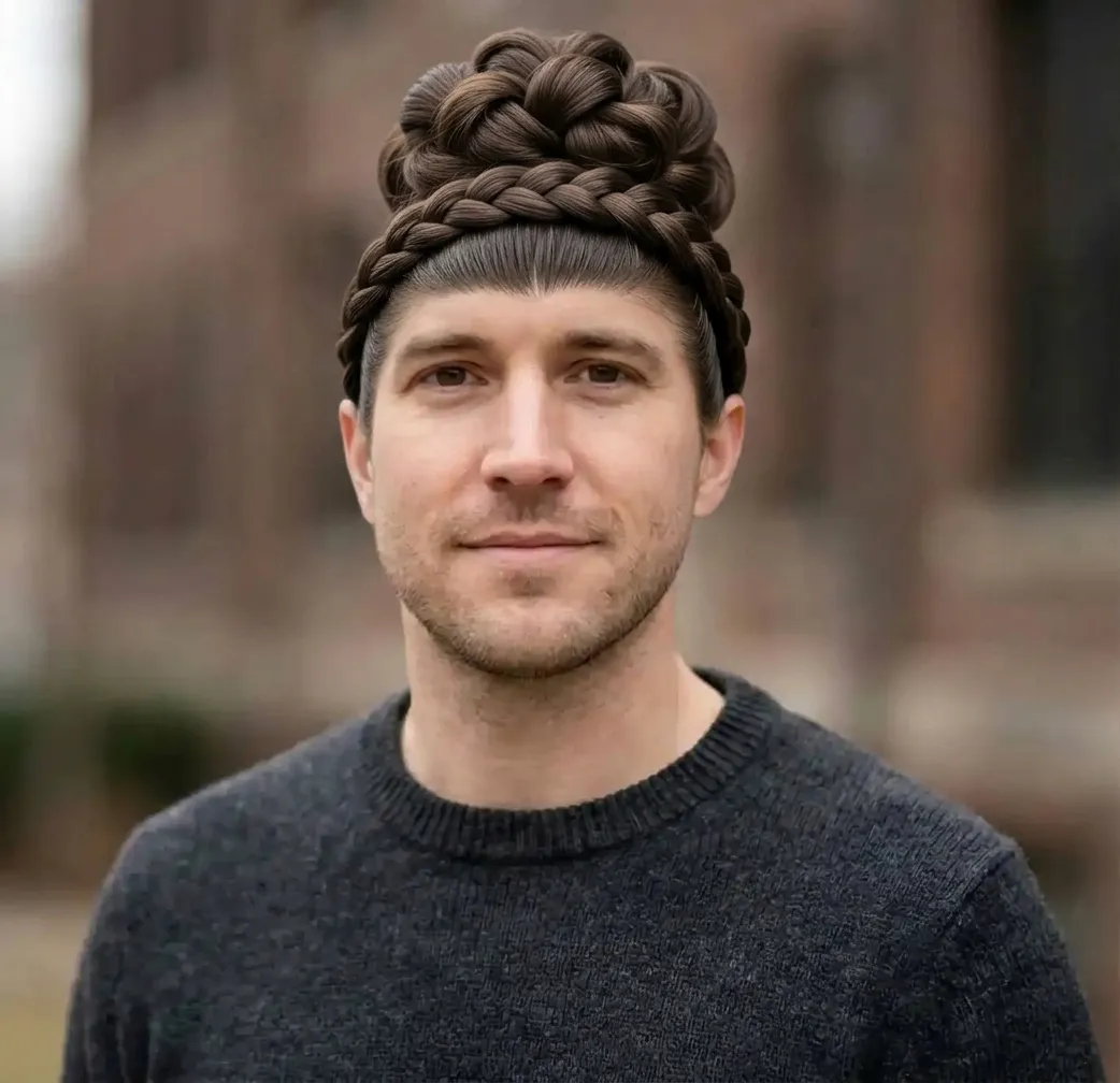 Braided Headband Updo hairstyle for Men