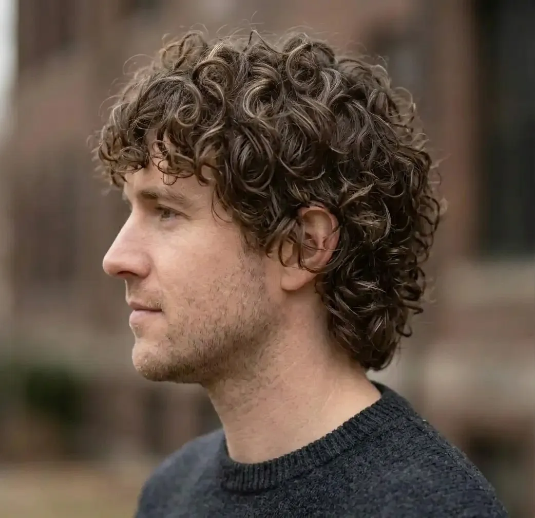 Curly Shag Haircut for men — side view
