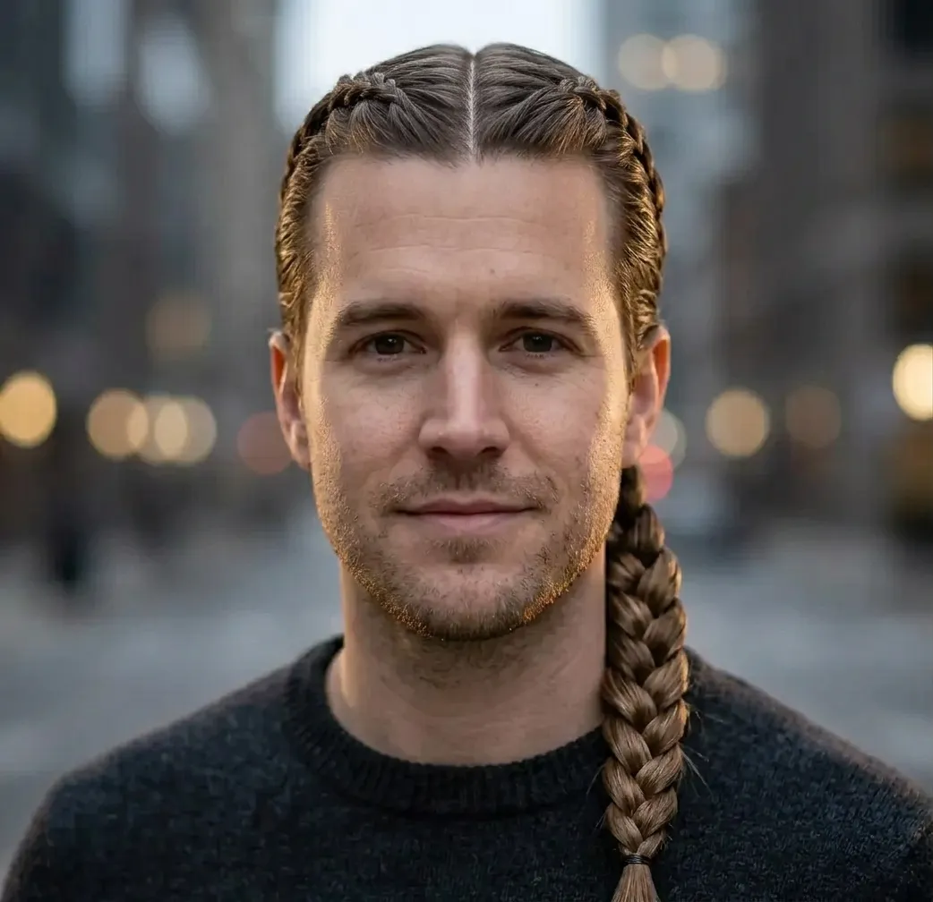 Dutch Braids Haircut for men — styled finish