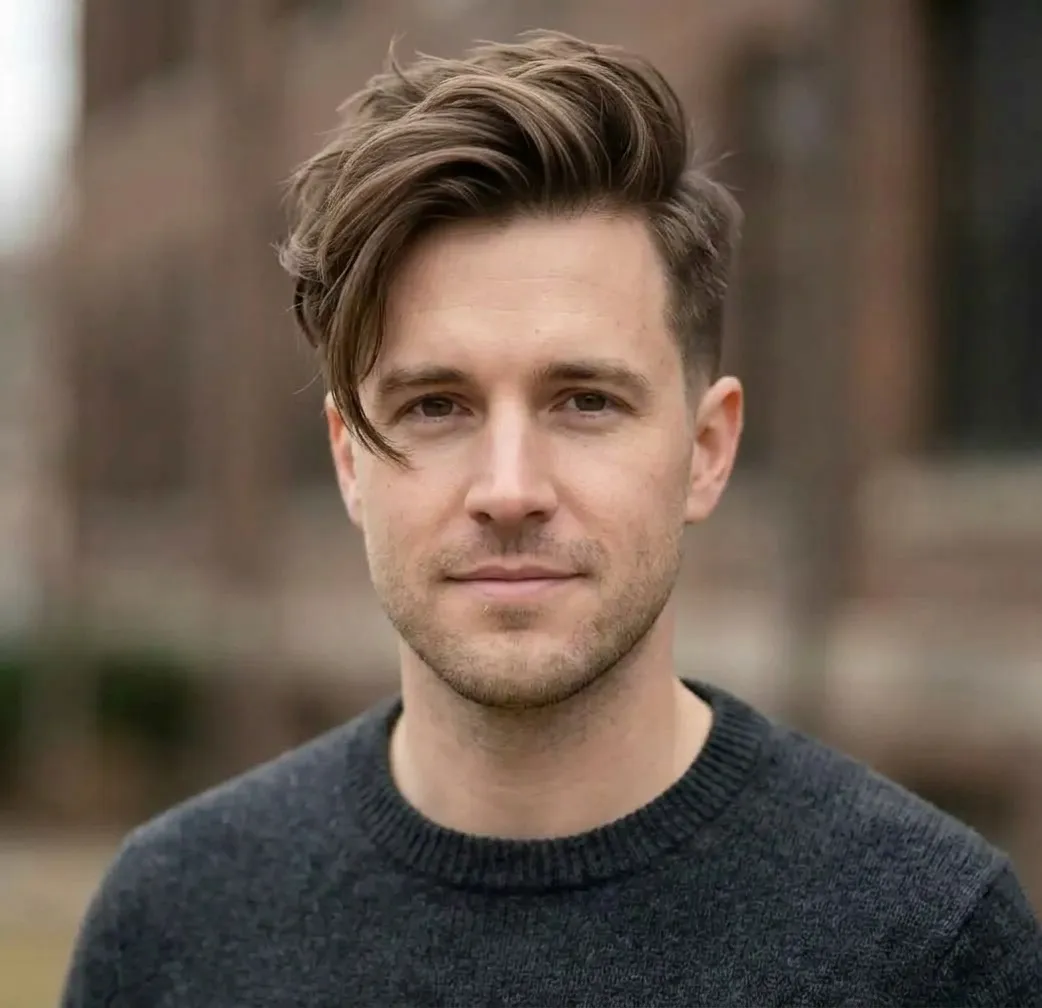 Asymmetric Tapered Sweep hairstyle for Men