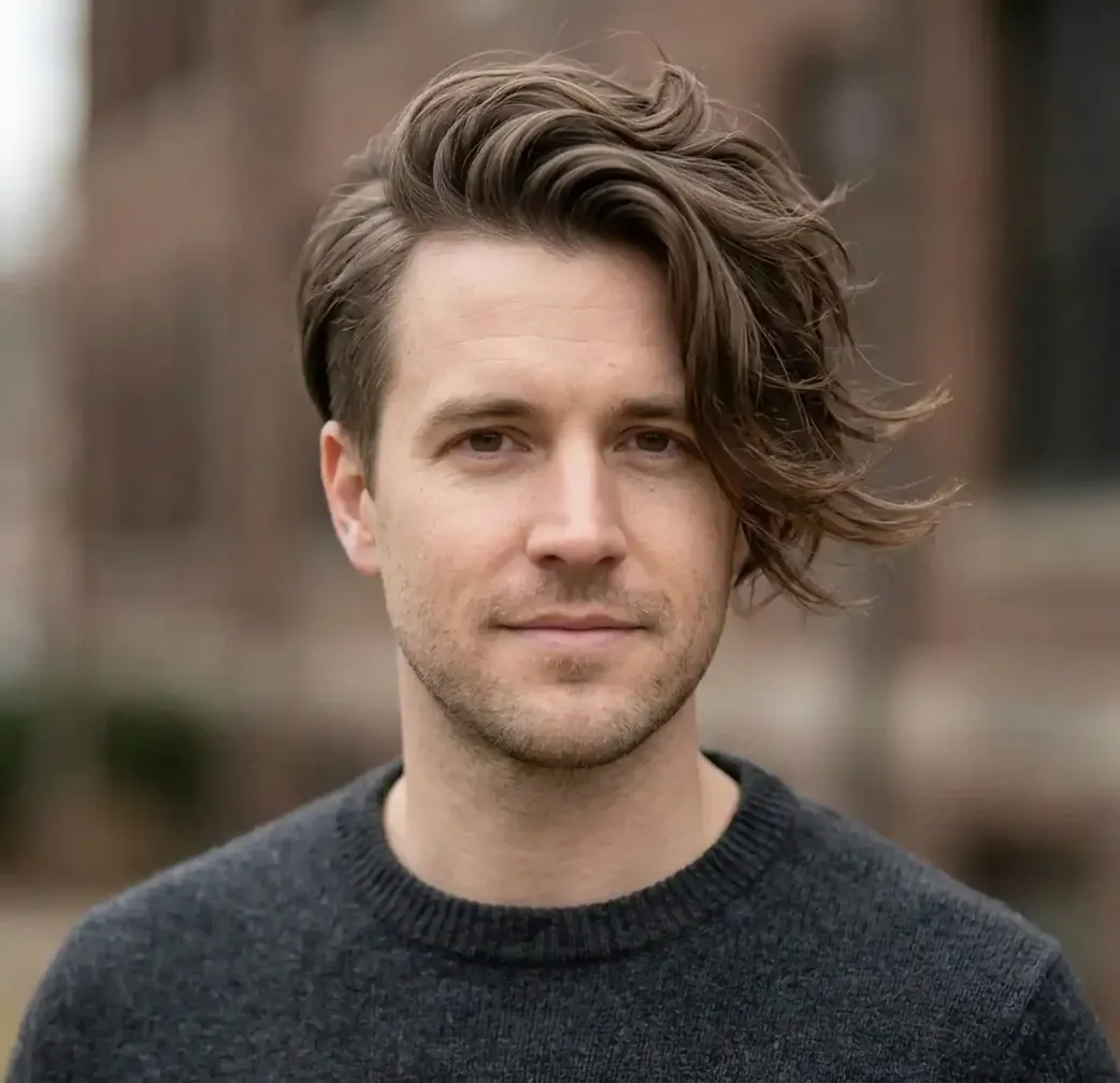 Flared Asymmetric Waves hairstyle for Men