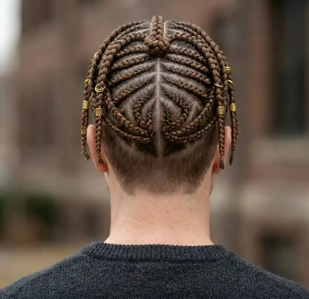 Fulani Braids Haircut for men — back view