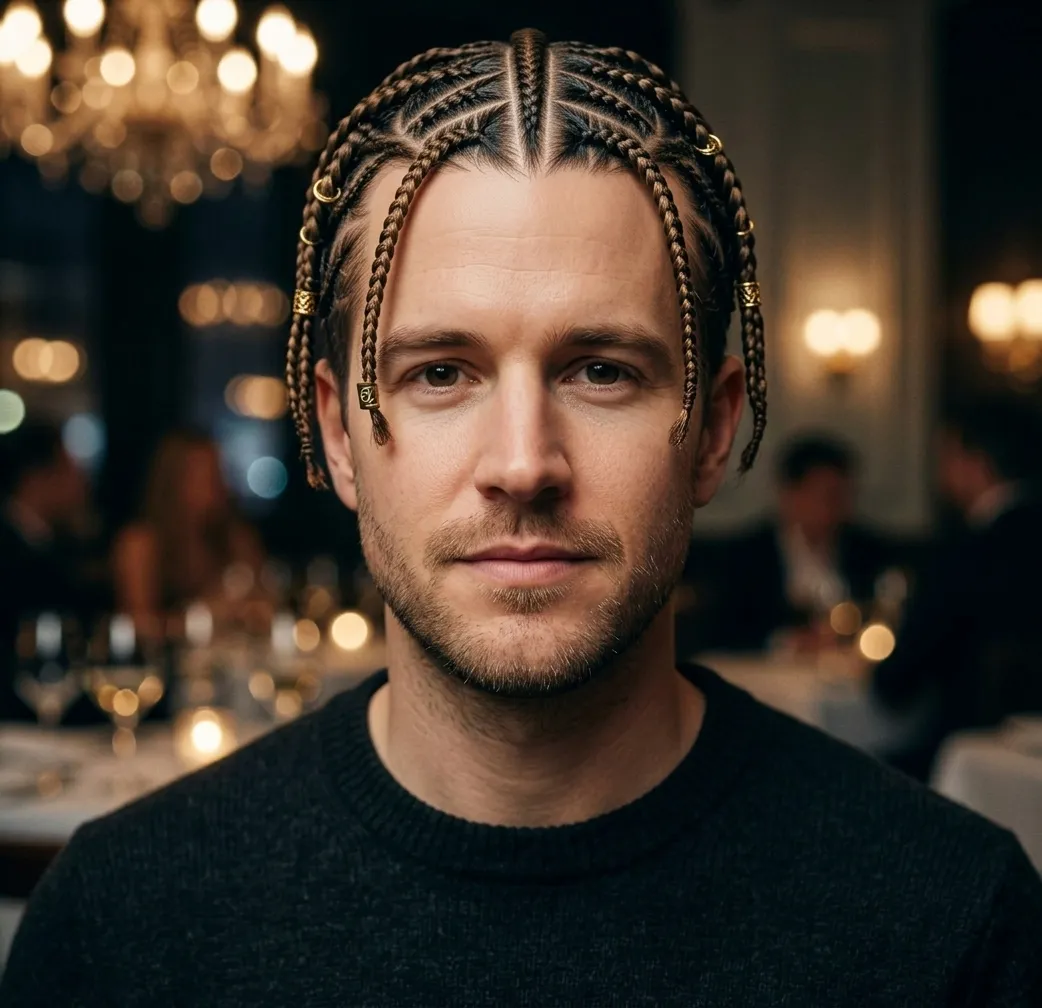 Fulani Braids Haircut for men — styled finish