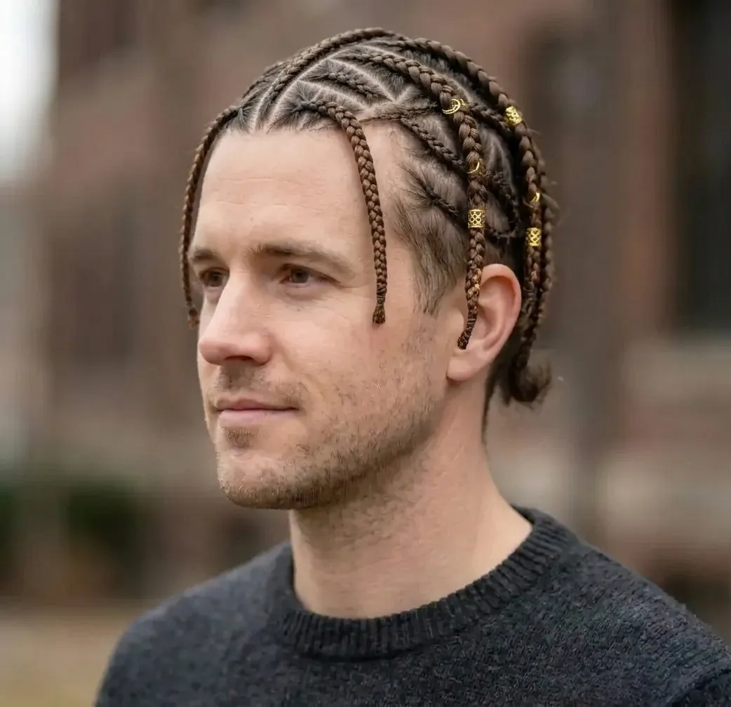 Fulani Braids Haircut for men — three-quarter view