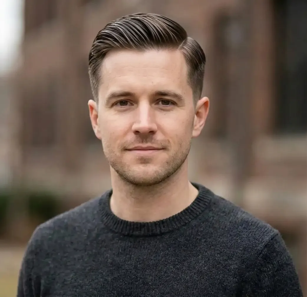 Glossy Slick Pixie hairstyle for Men