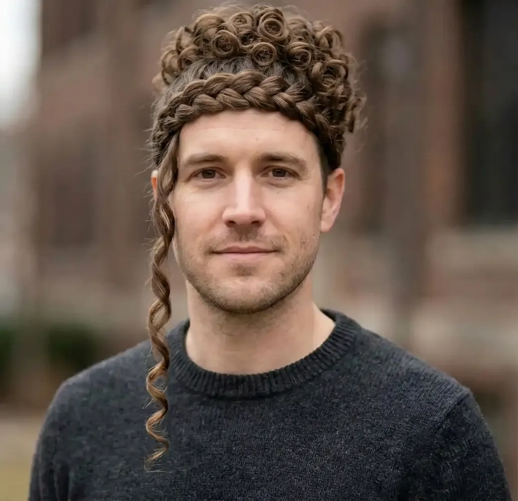 Braided Crown Tendril hairstyle for Men