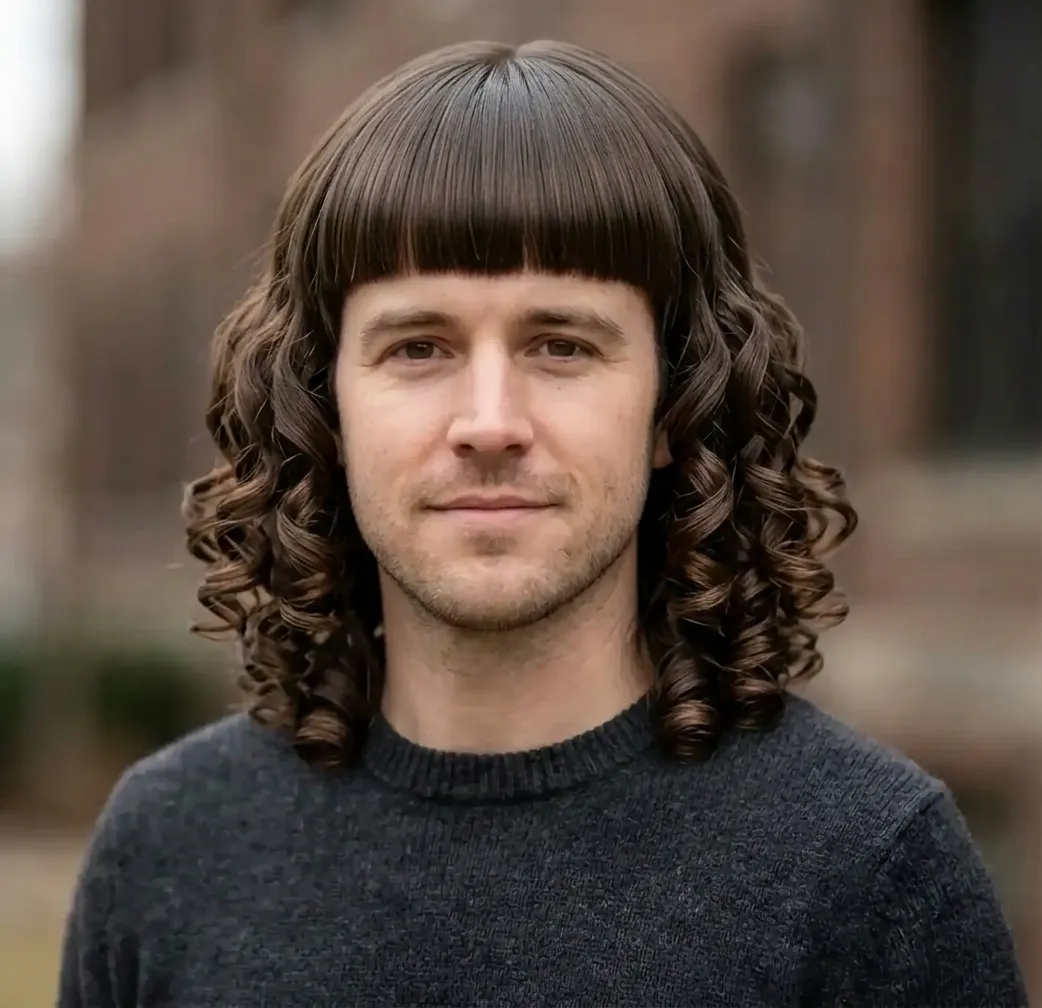 Blunt Fringe Ringlets hairstyle for Men