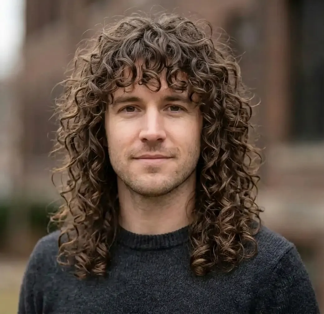 Edgy Fringed Curls hairstyle for Men