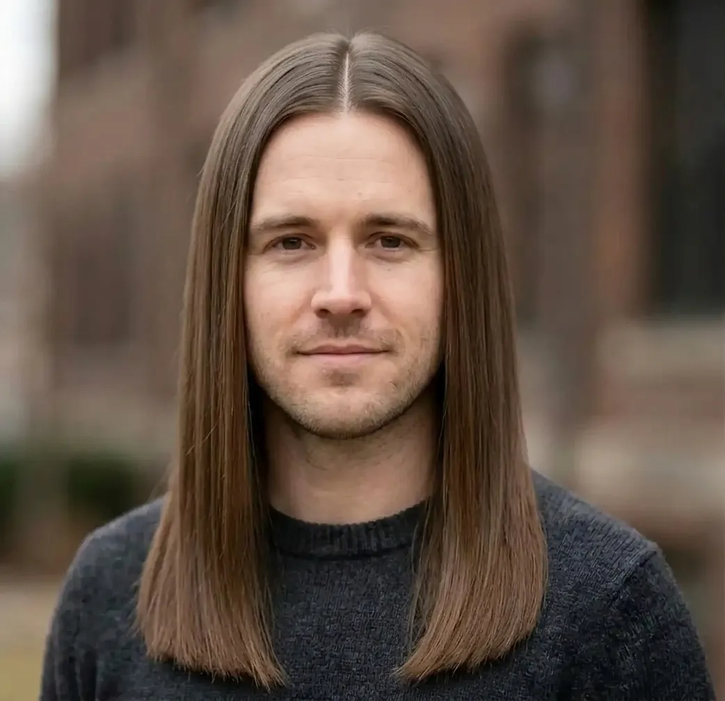 Sleek Middle Split hairstyle for Men