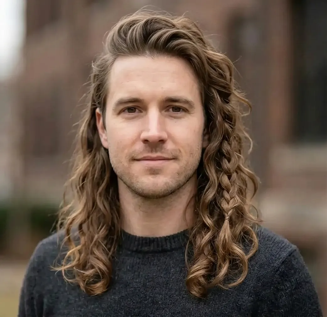 Braided Wavy Long hairstyle for Men