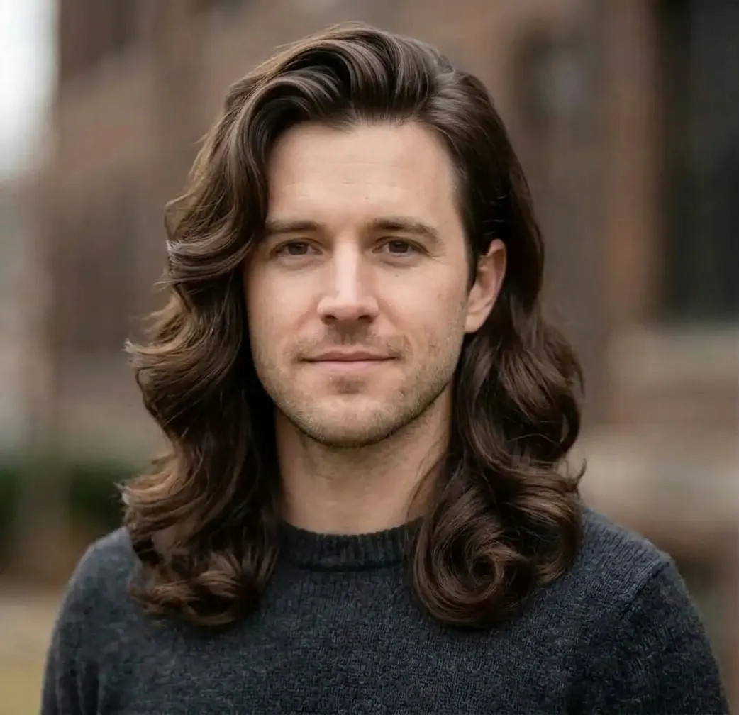 Lush Side-Sweep Waves hairstyle for Men