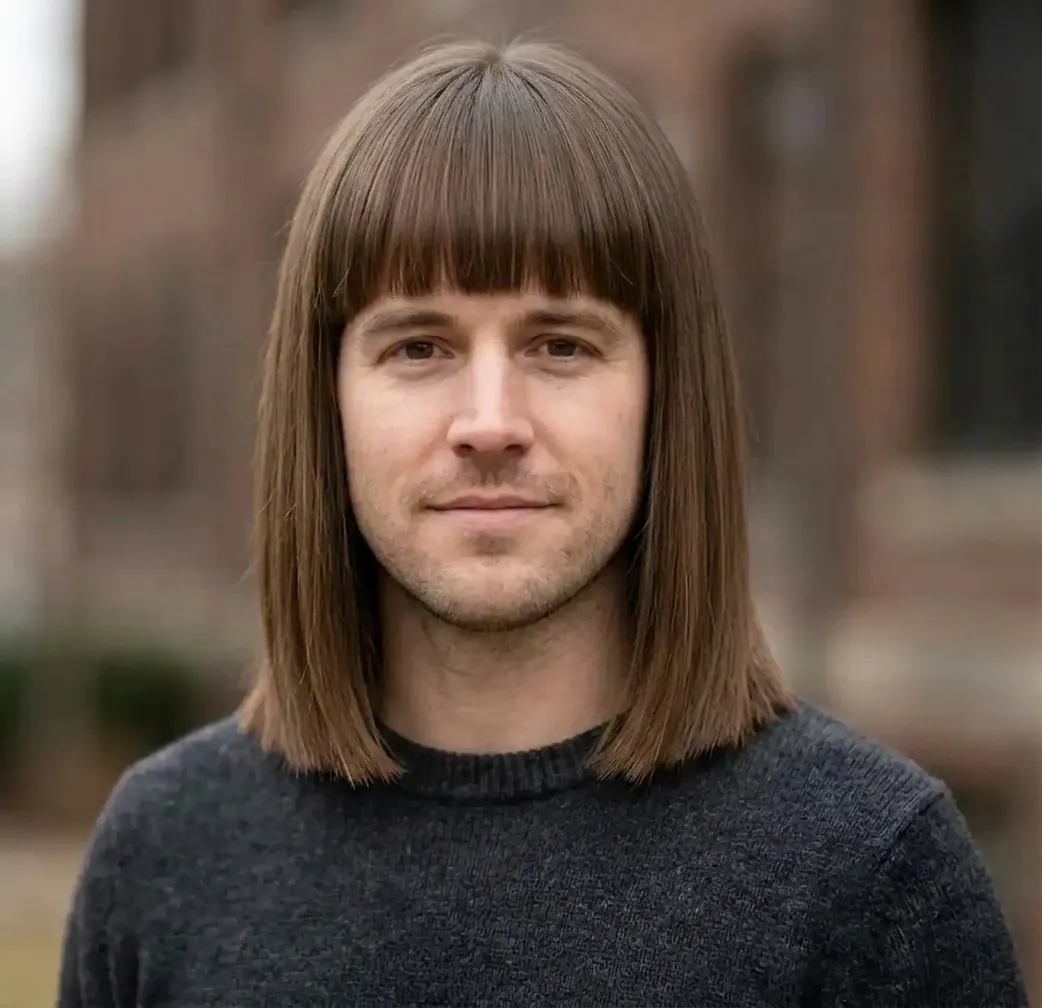 Modern Blunt Fringe hairstyle for Men