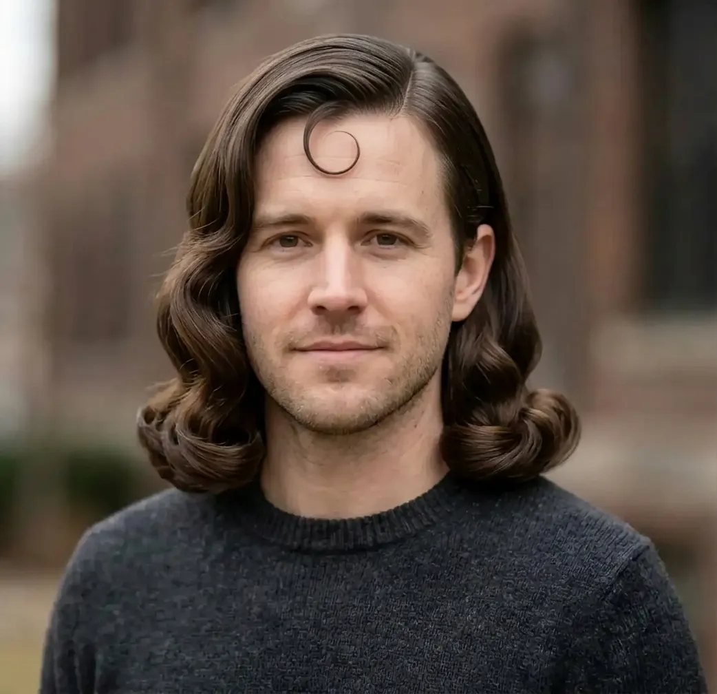 Polished Mid Curls hairstyle for Men