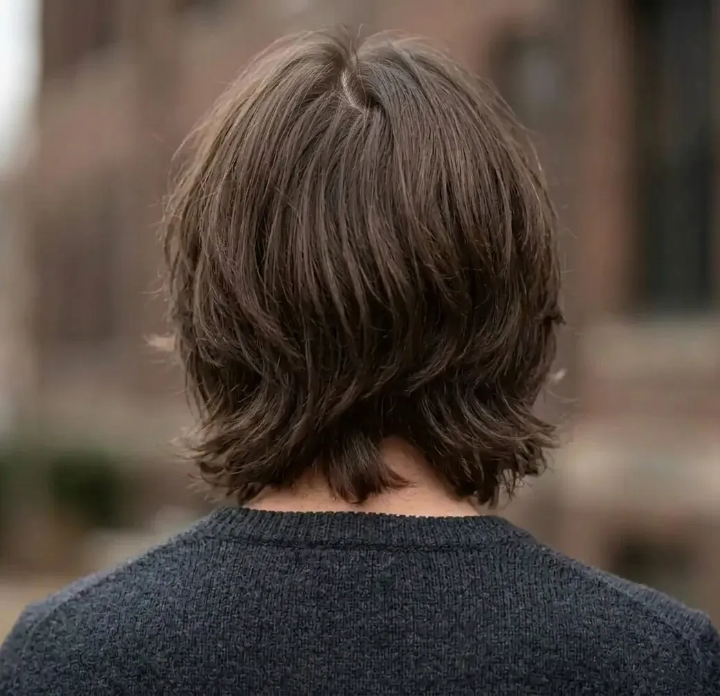 Layered Bob Haircut for men — back view