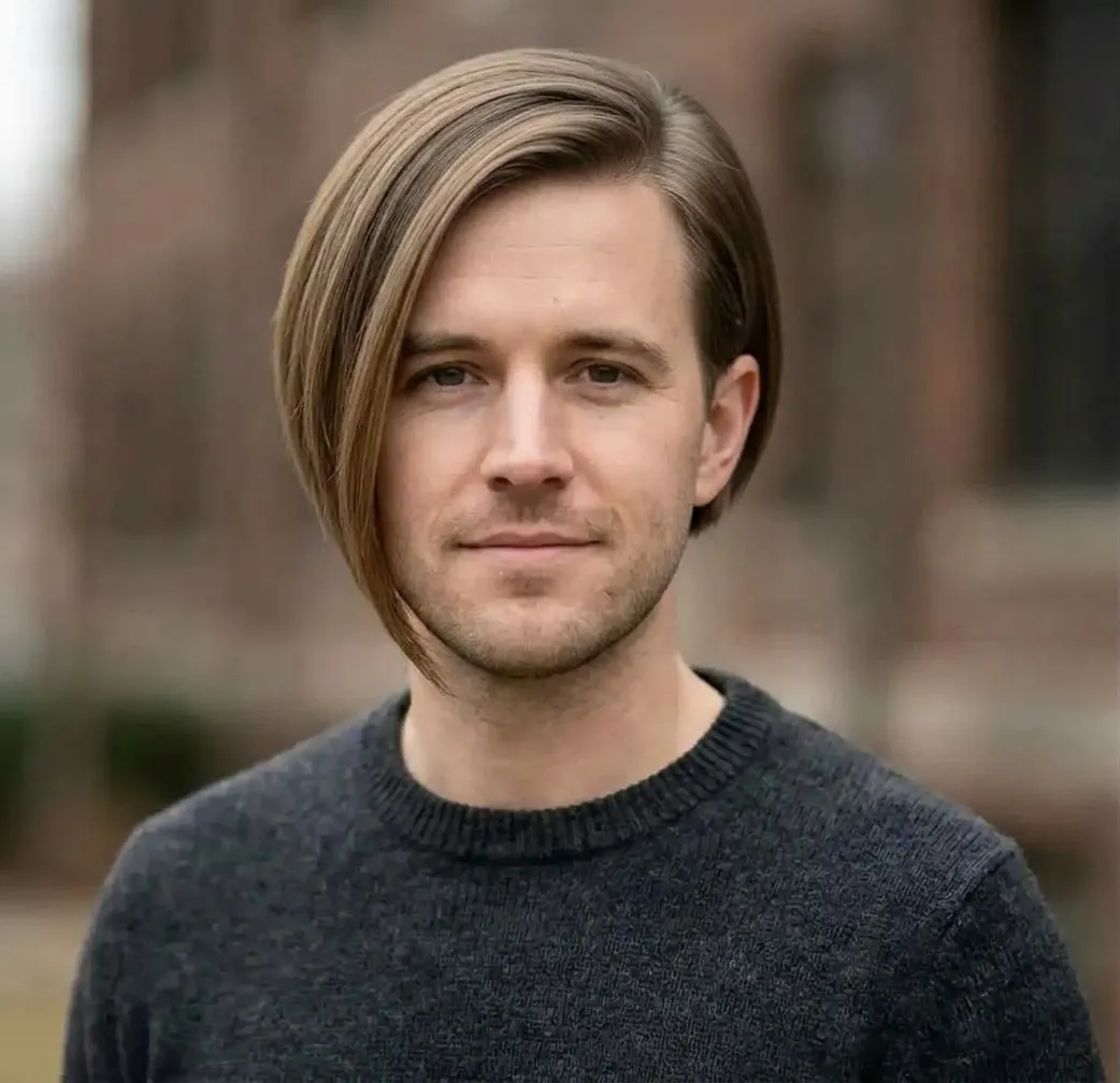 Polished Angled Bob hairstyle for Men