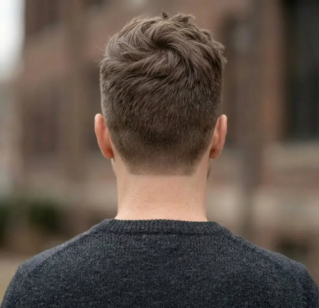 Textured Quiff Haircut for men — back view