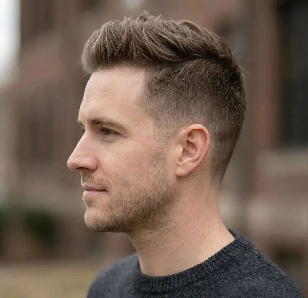 Textured Quiff Haircut for men — side view