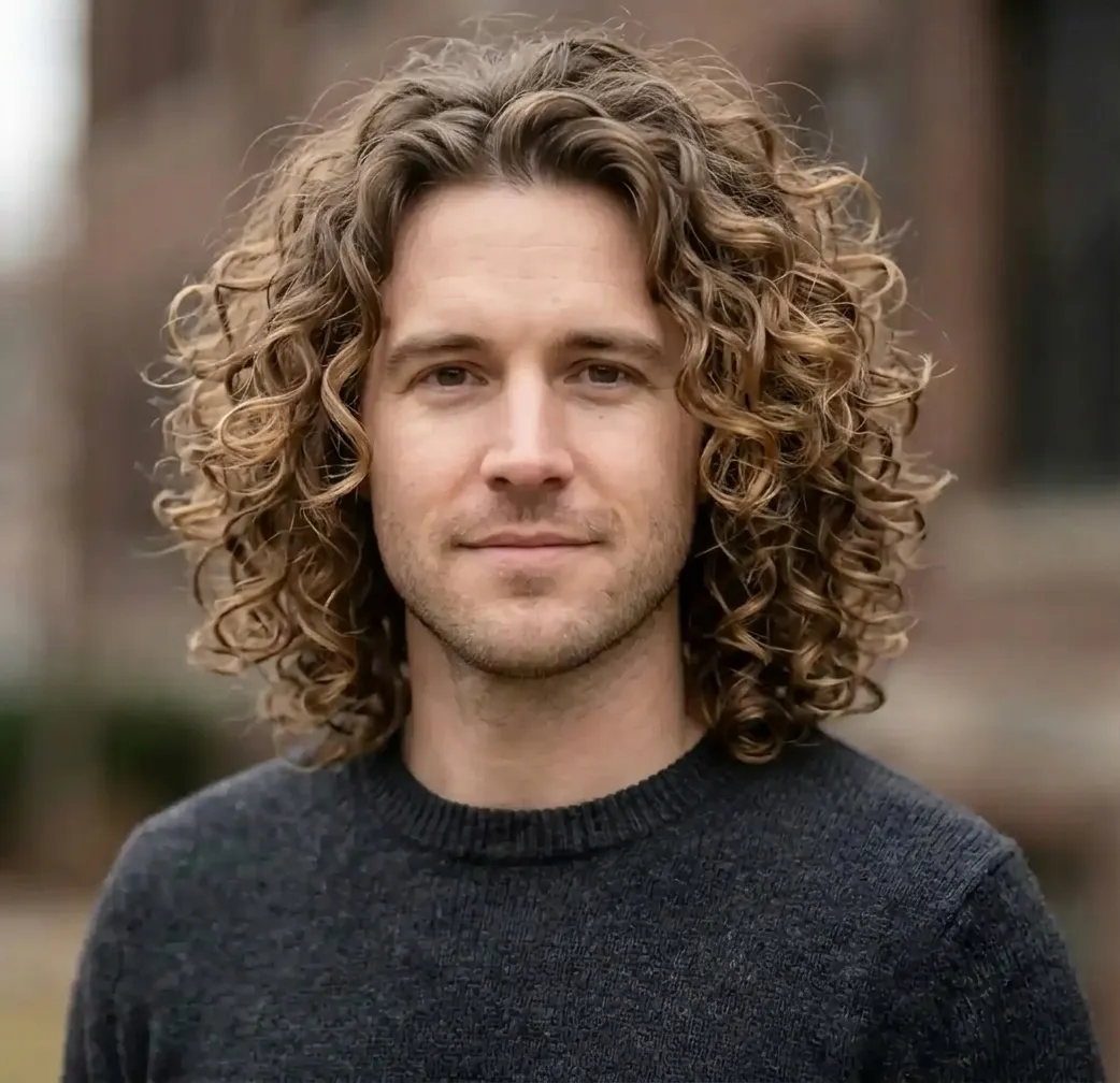 Rounded Ringlet Lob hairstyle for Men