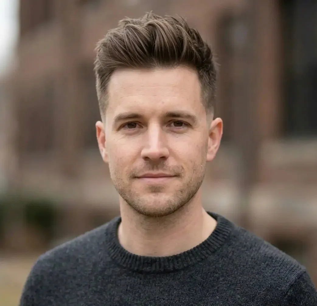 Textured Pompadour Crop hairstyle for Men