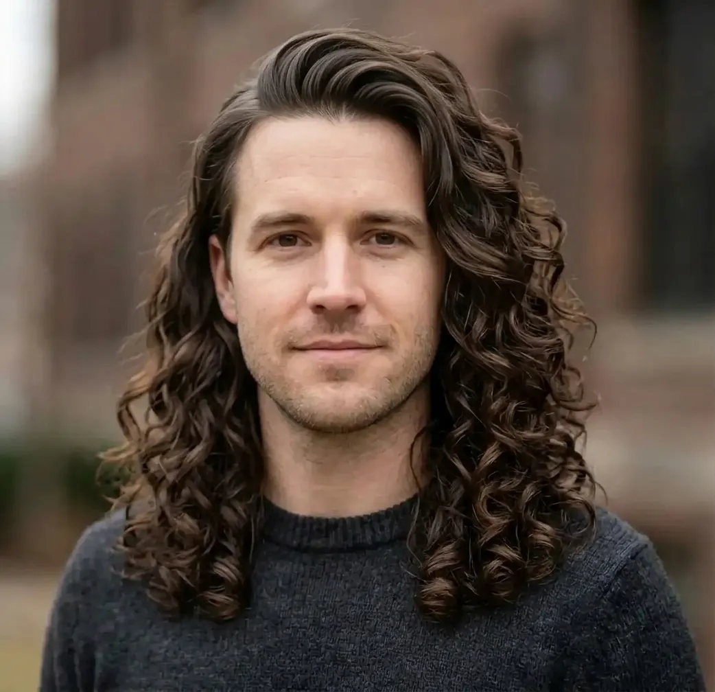 Sweeping A-Line Curls hairstyle for Men