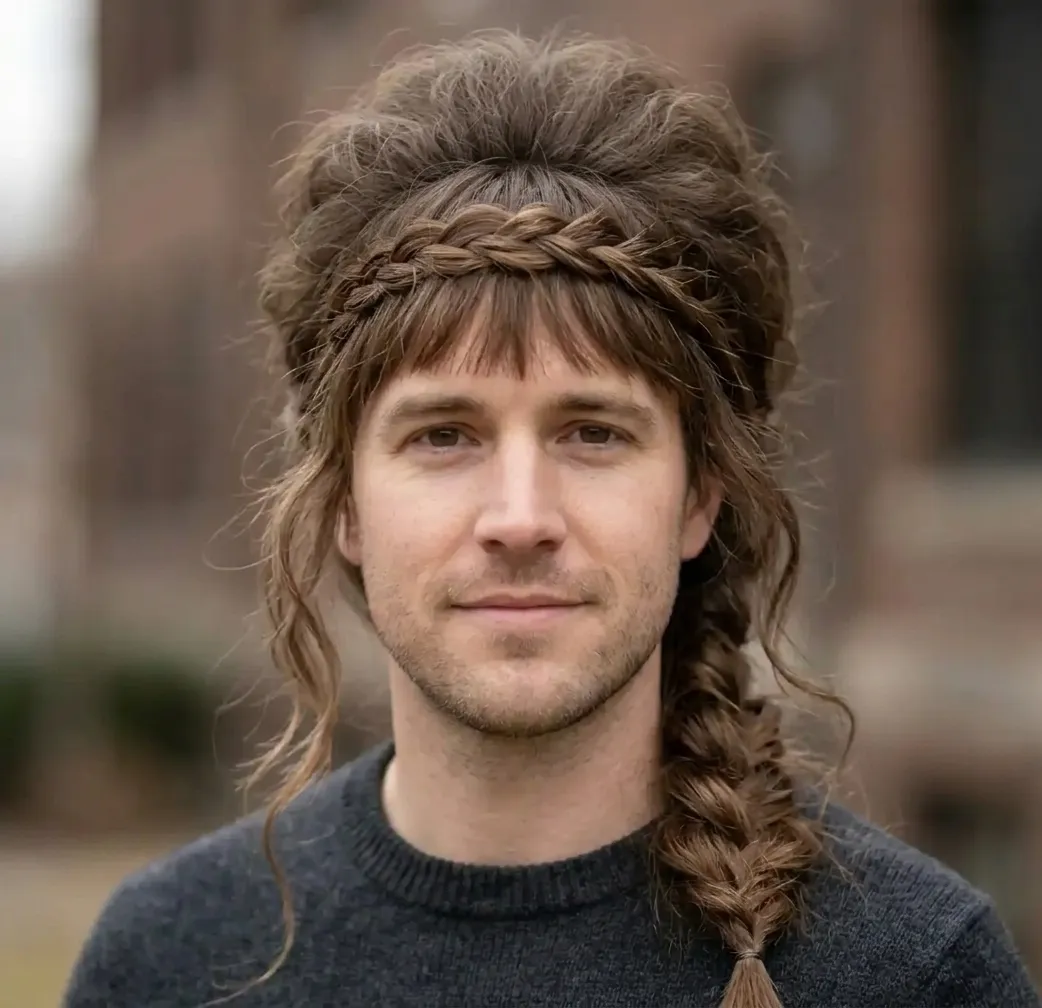 Teased Forehead Braid hairstyle for Men