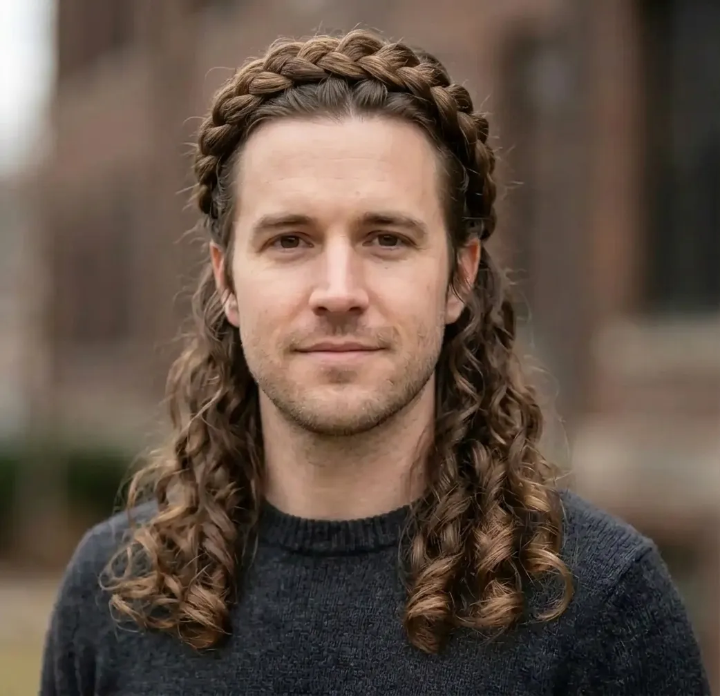 Braided Spiral Half-Up hairstyle for Men