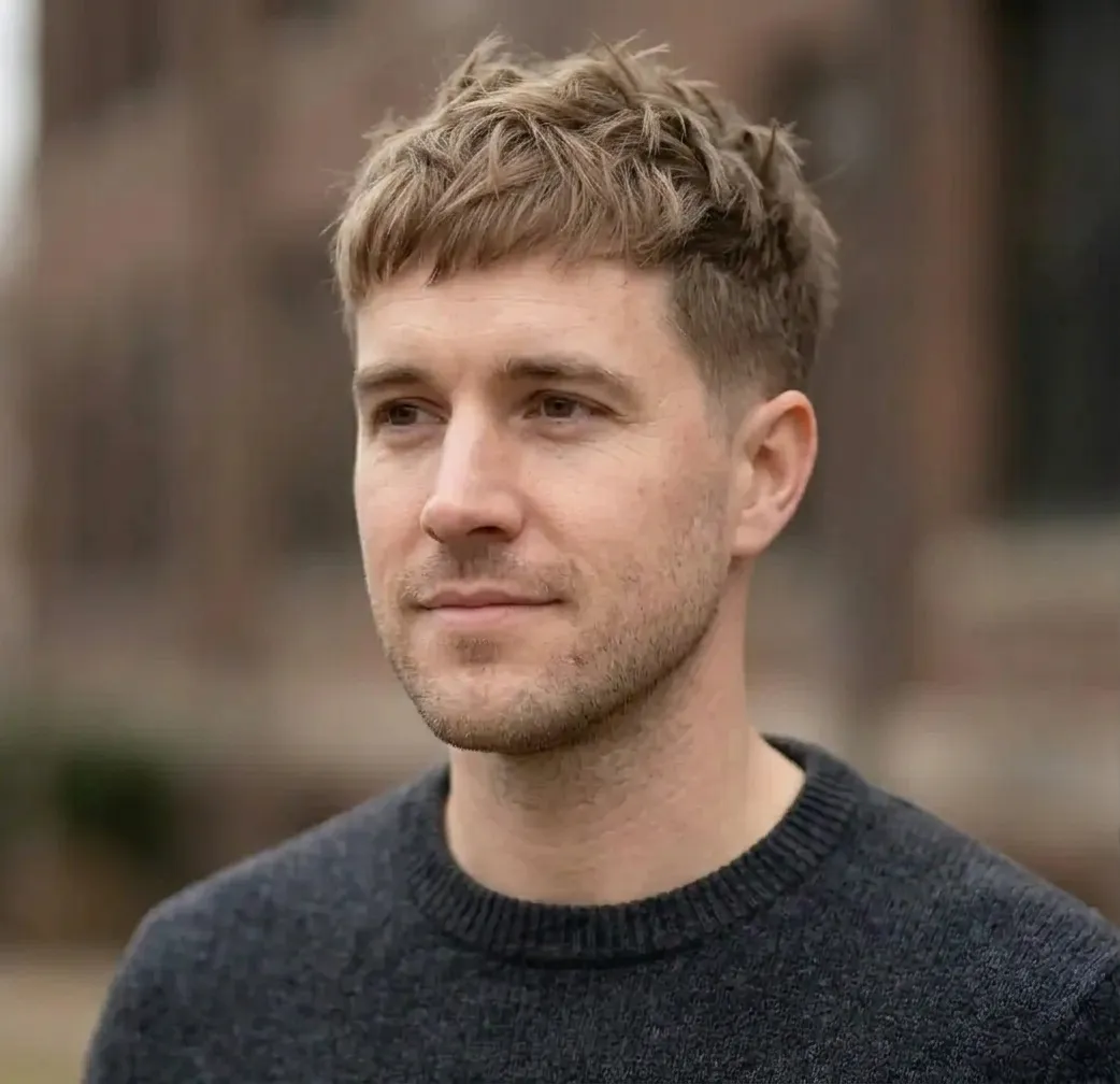 Textured Crop Haircut for men — three-quarter view