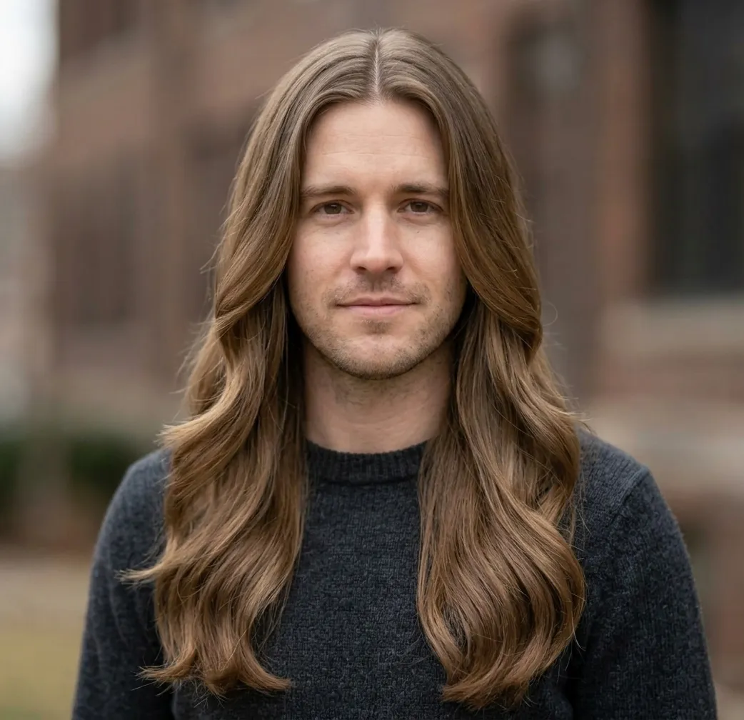 Glossy Waist Waves hairstyle for Men