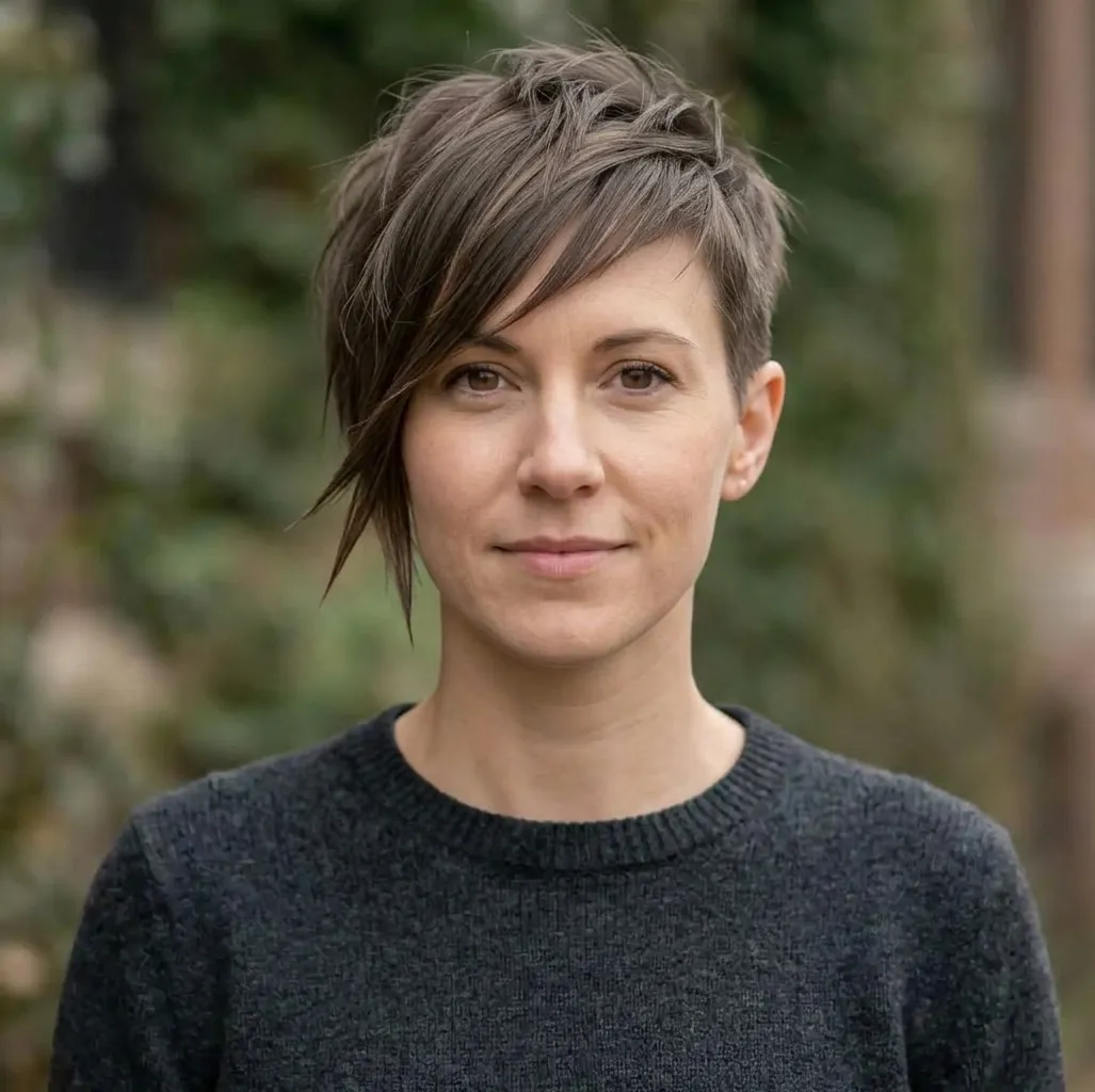Sharp Asymmetric Pixie hairstyle for Women