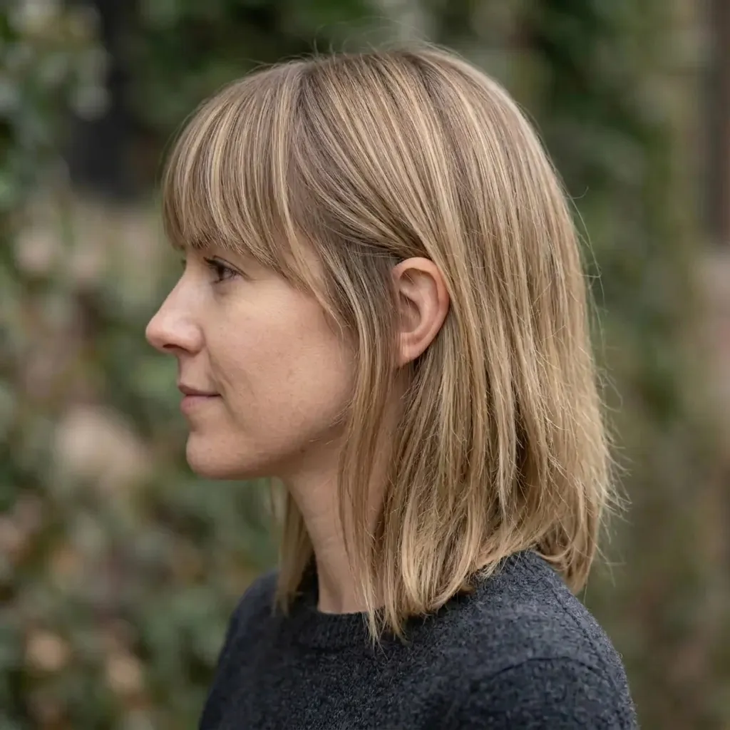 Blunt Bangs Haircut for women — side view