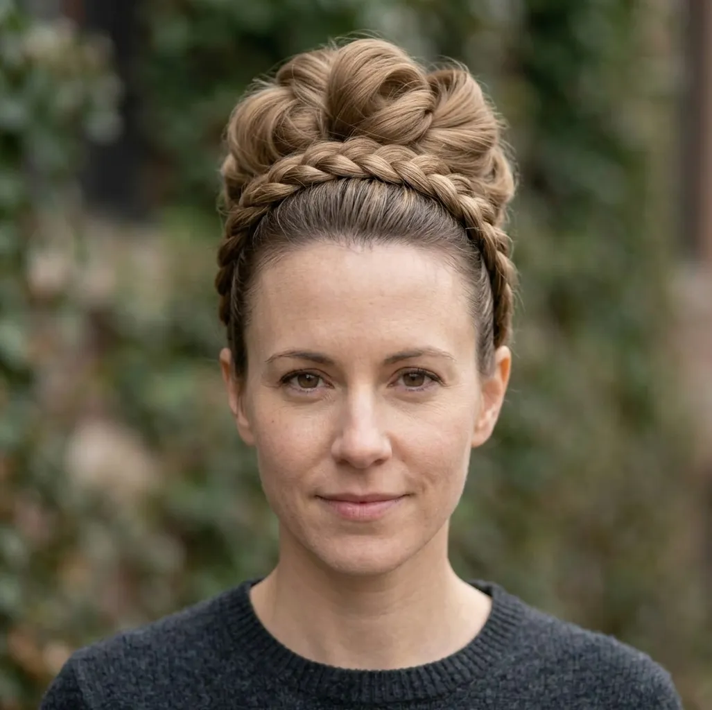 Braided Headband Updo hairstyle for Women
