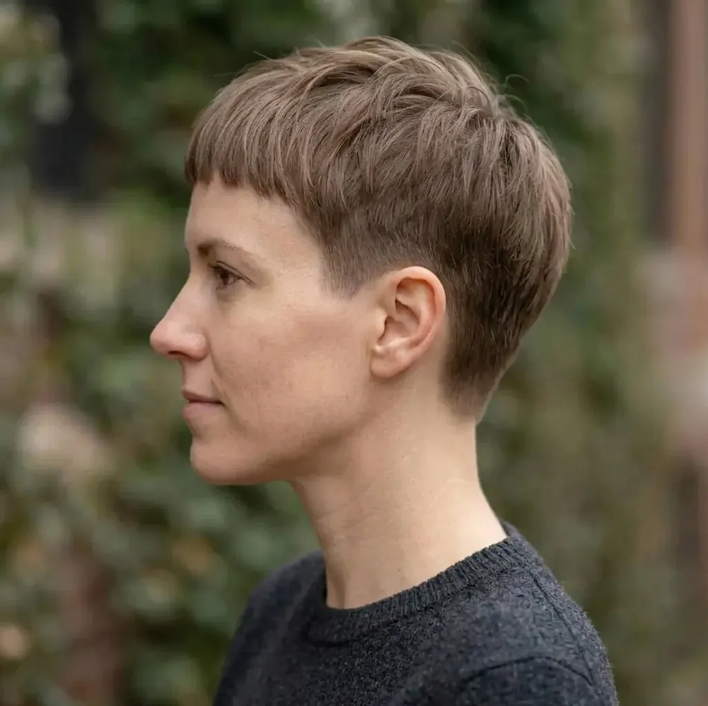 Caesar Cut for women — side view