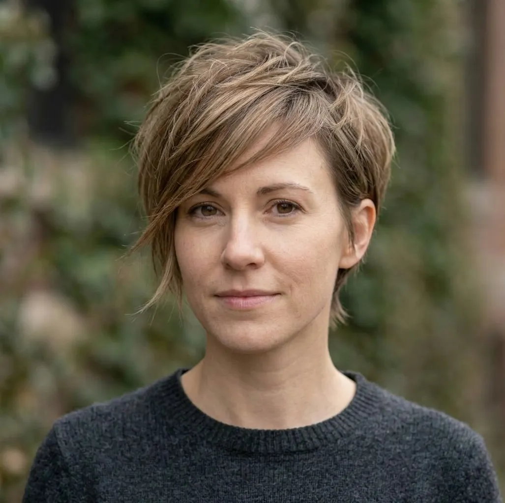 Diagonal Draping Pixie hairstyle for Women