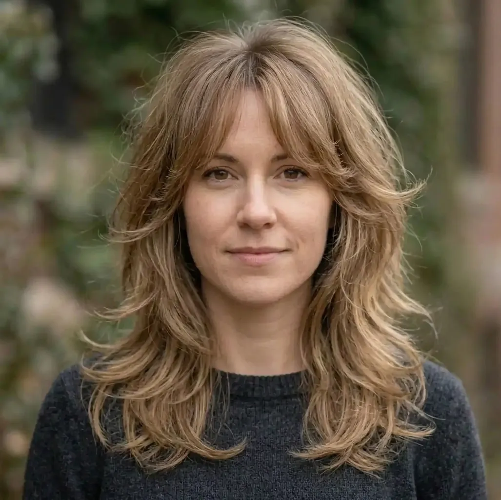 Feathered Blowout Bangs hairstyle for Women