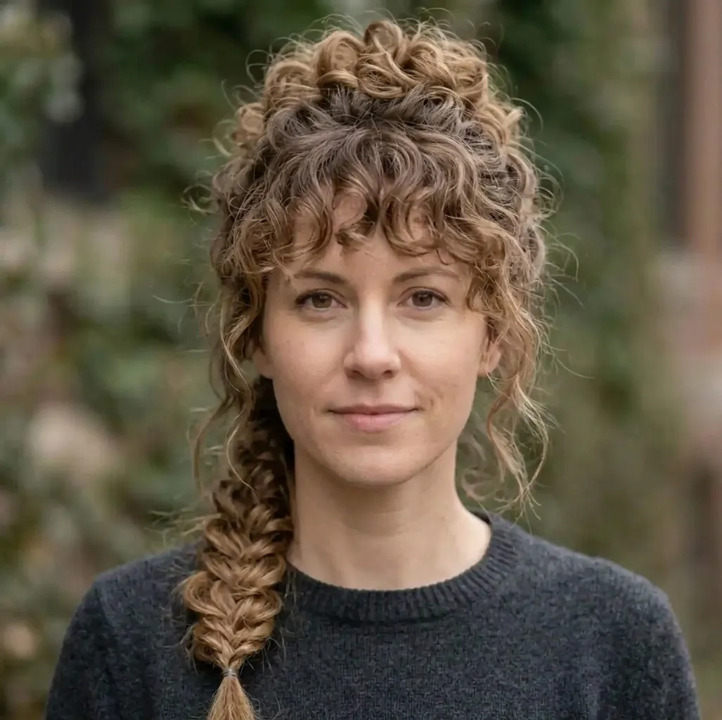 Gathered Curly Fringe hairstyle for Women