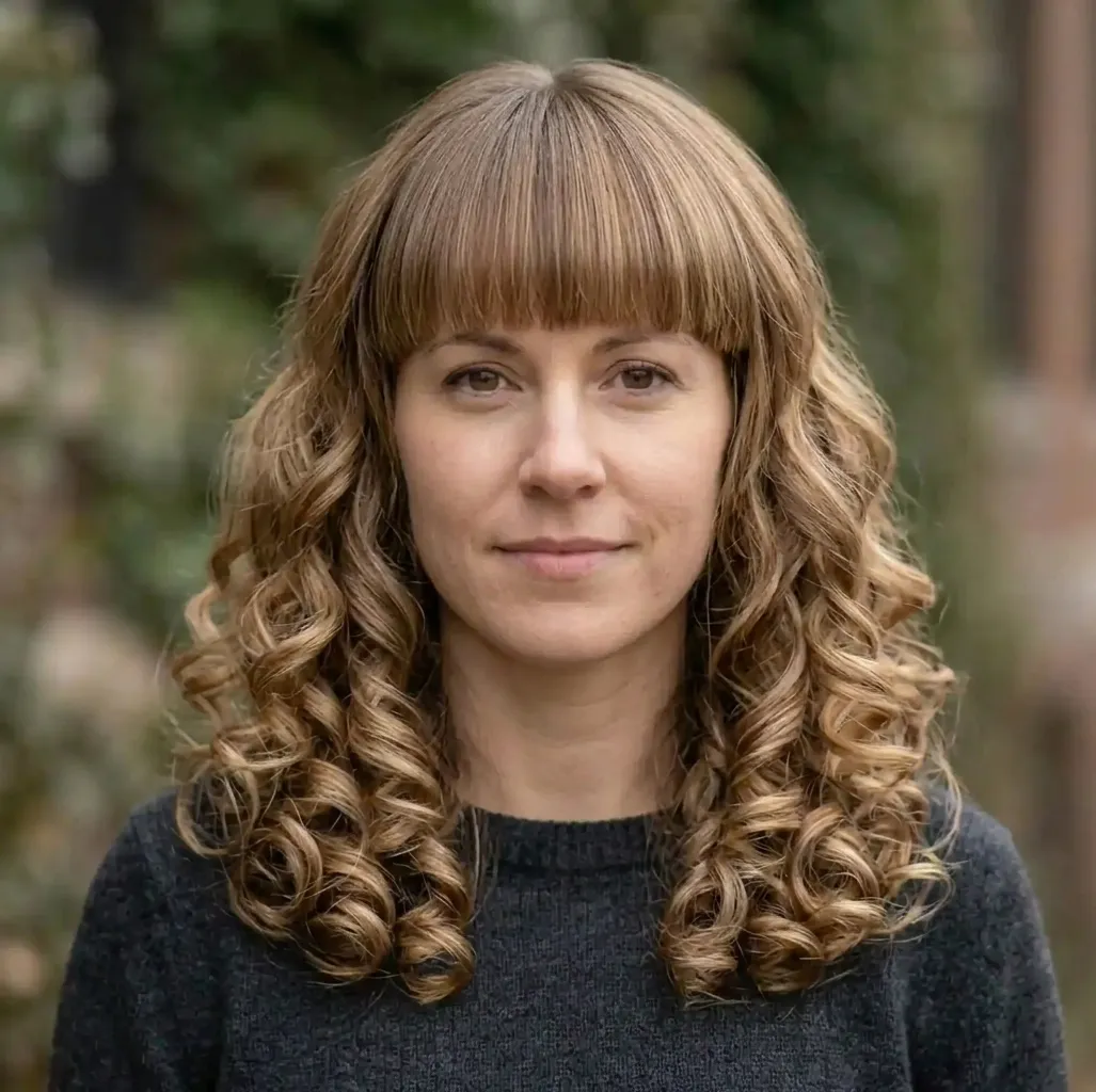 Blunt Fringe Ringlets hairstyle for Women