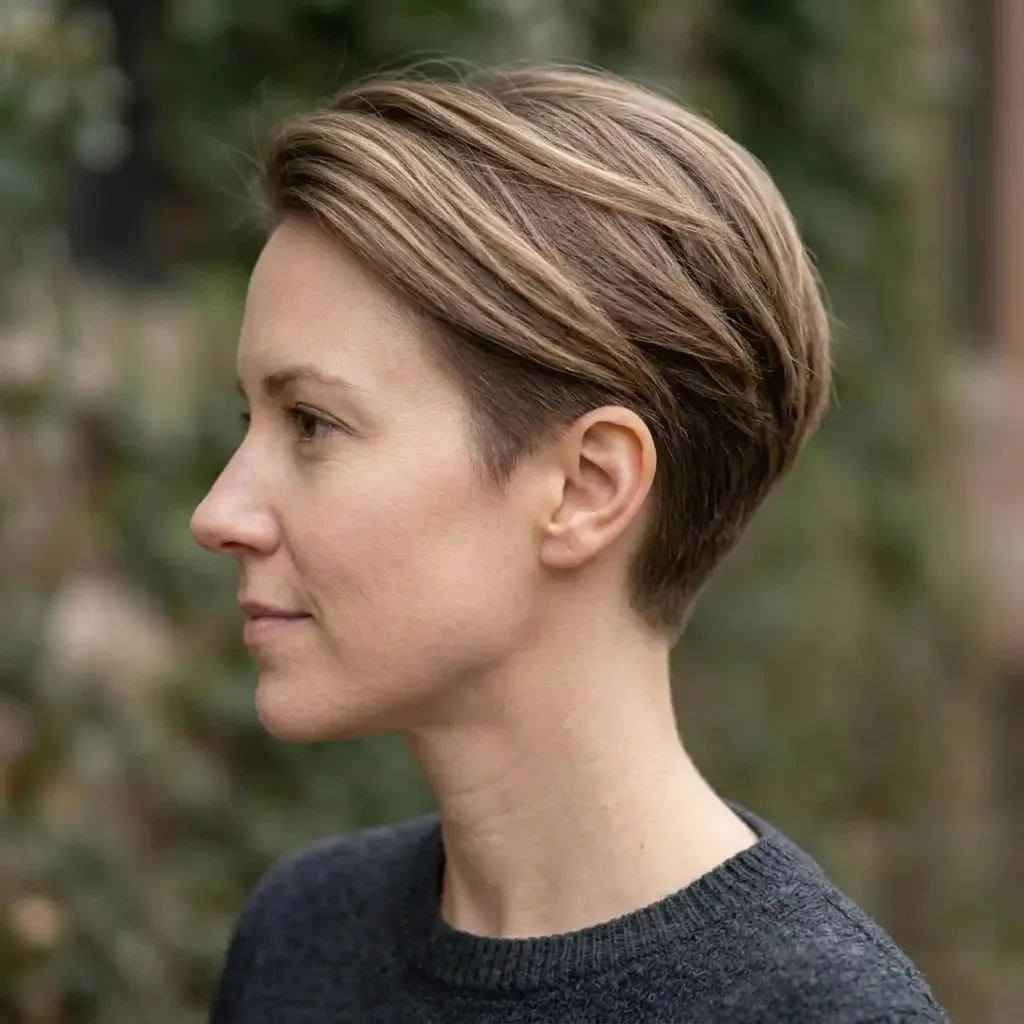 Low Taper Fade Haircut for women — side view