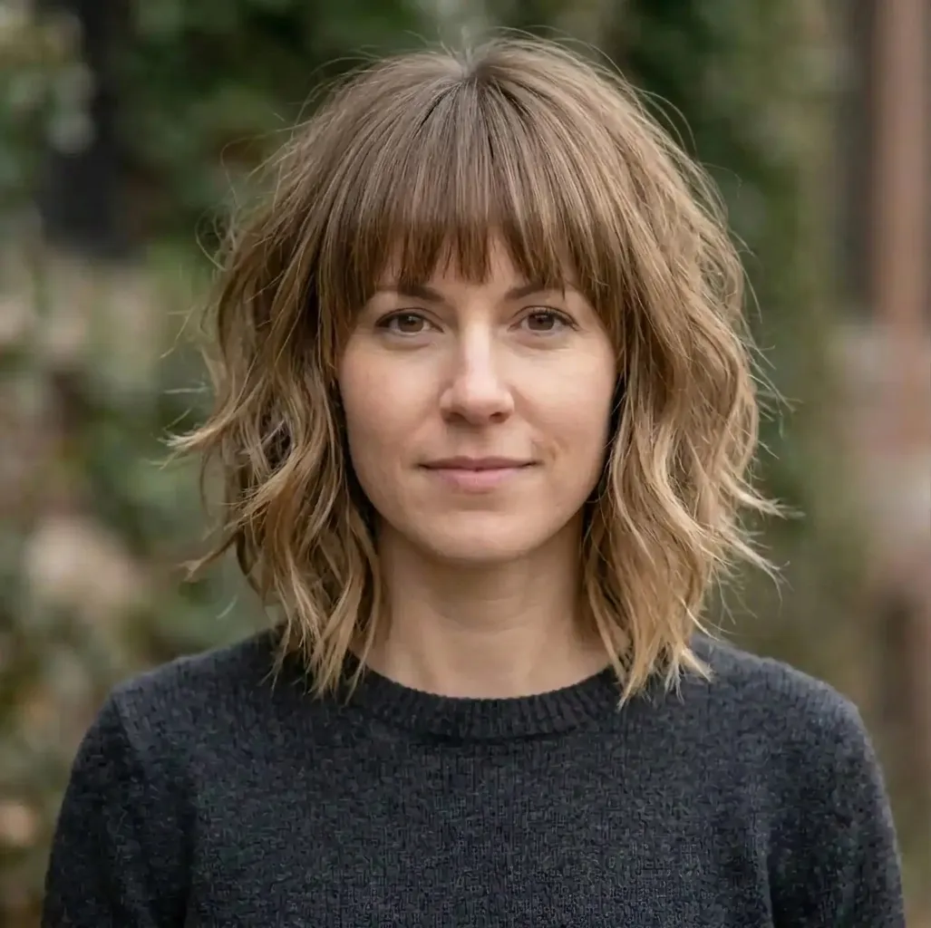 Textured Bang Bob hairstyle for Women