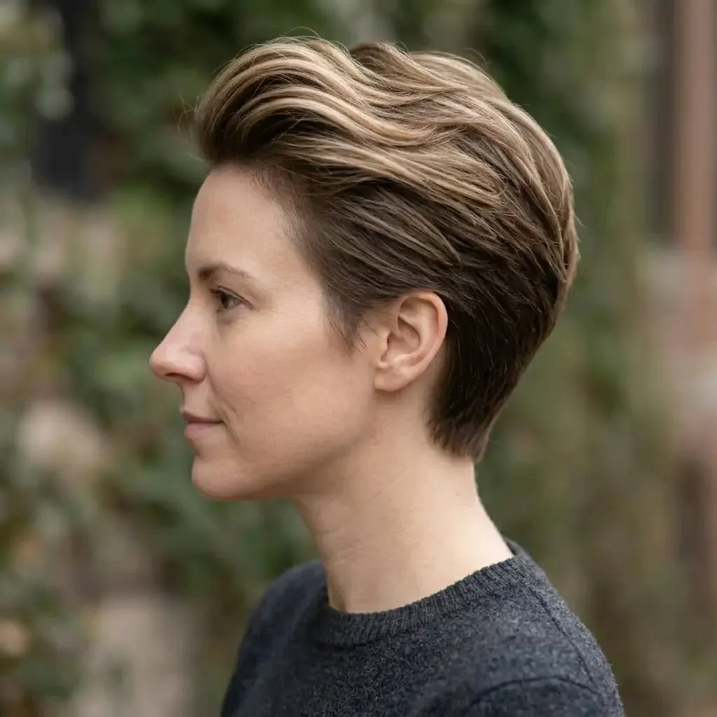 Textured Quiff Haircut for women — side view