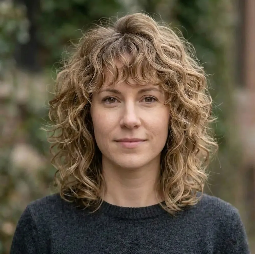 Rounded Fringe Curls hairstyle for Women