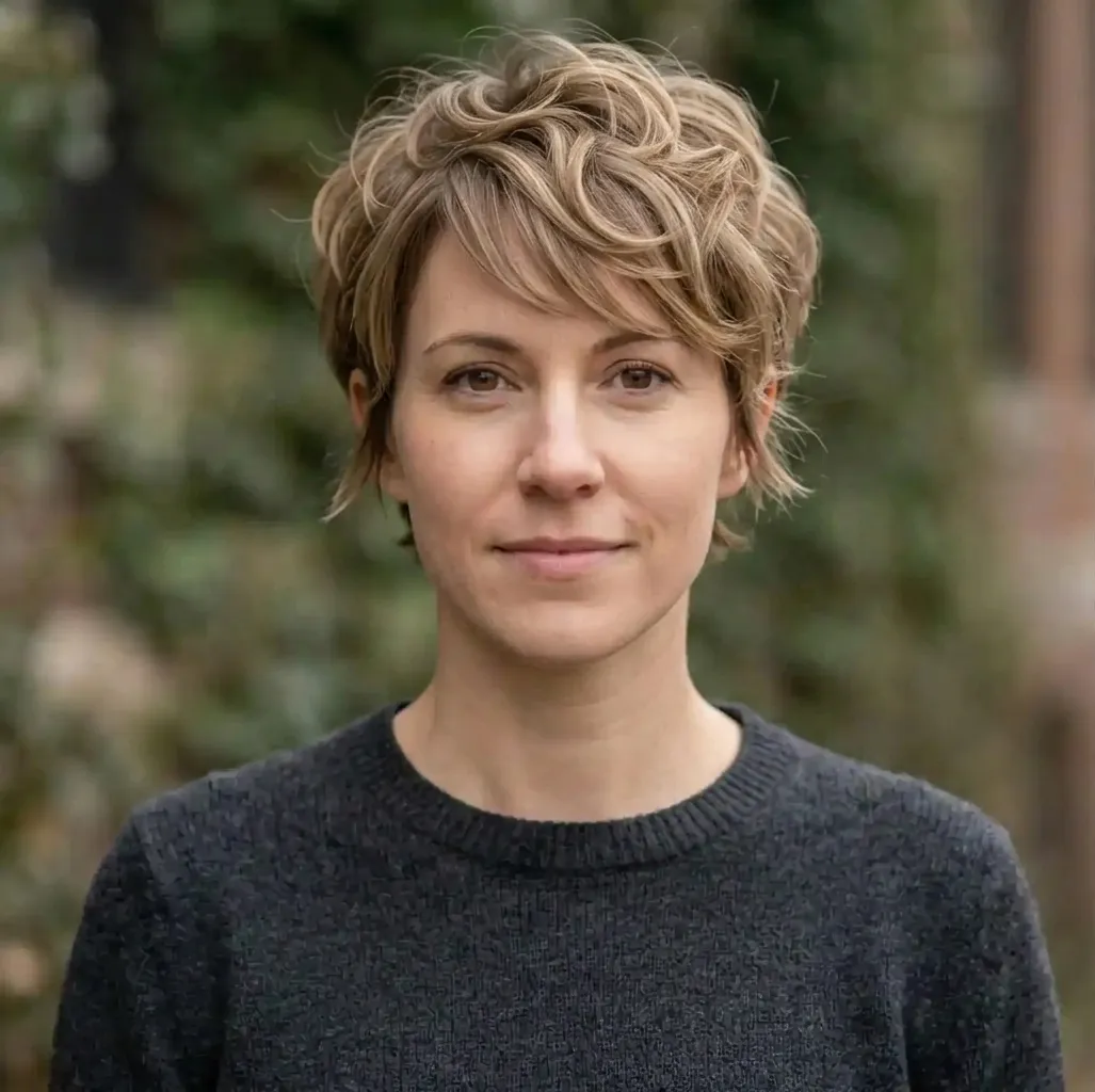 Ruffled Crown Pixie hairstyle for Women