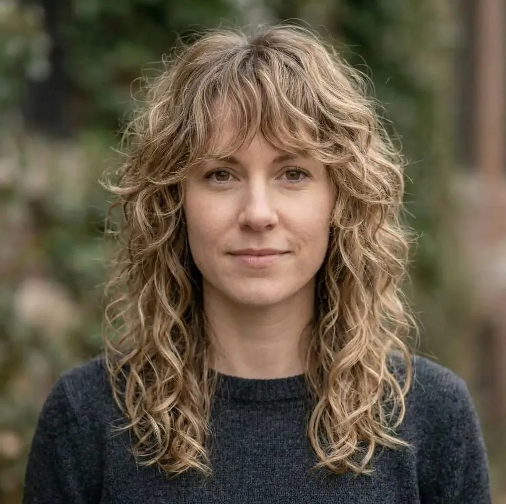 Curly Curtain Shag hairstyle for Women