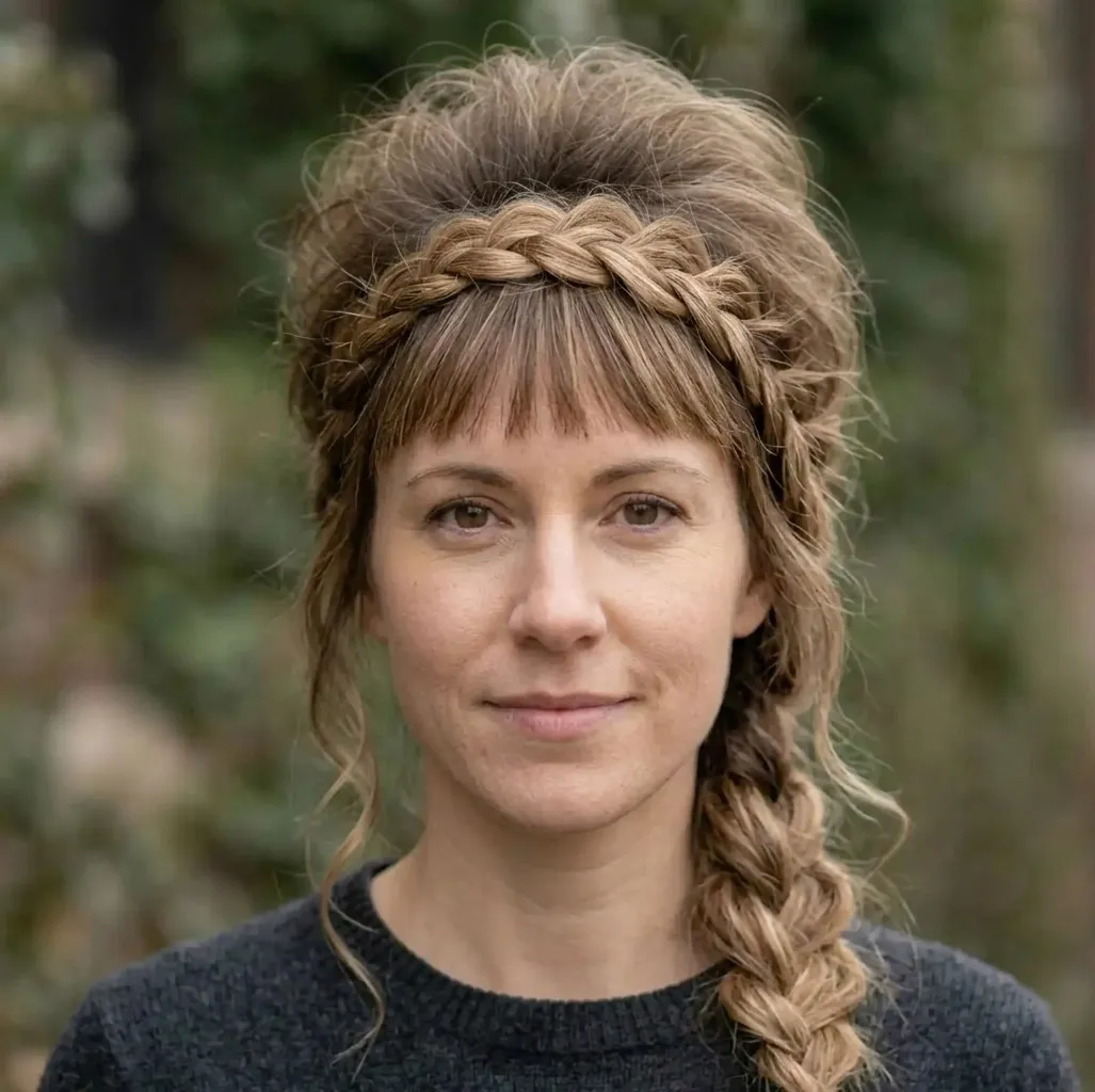 Teased Forehead Braid hairstyle for Women