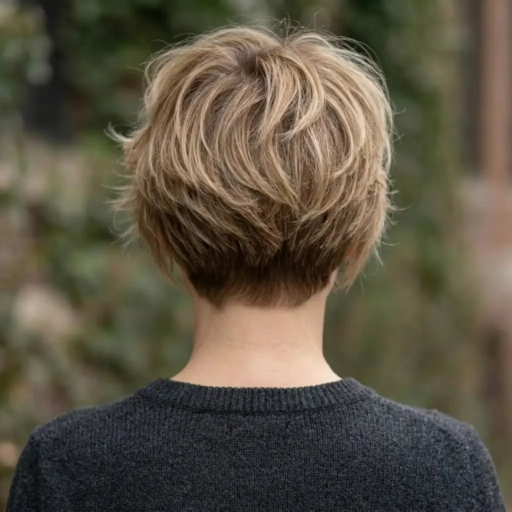 Textured Crop Haircut for women — back view