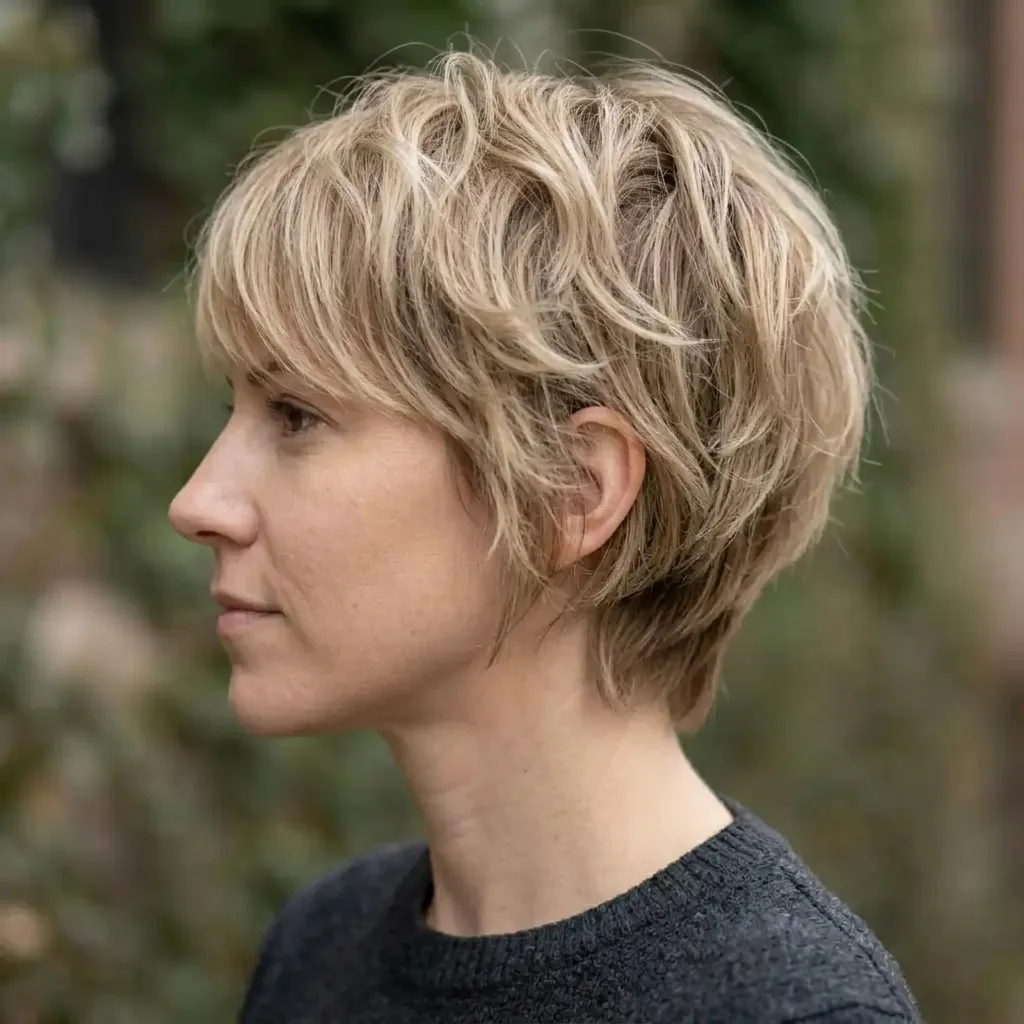 Textured Crop Haircut for women — side view